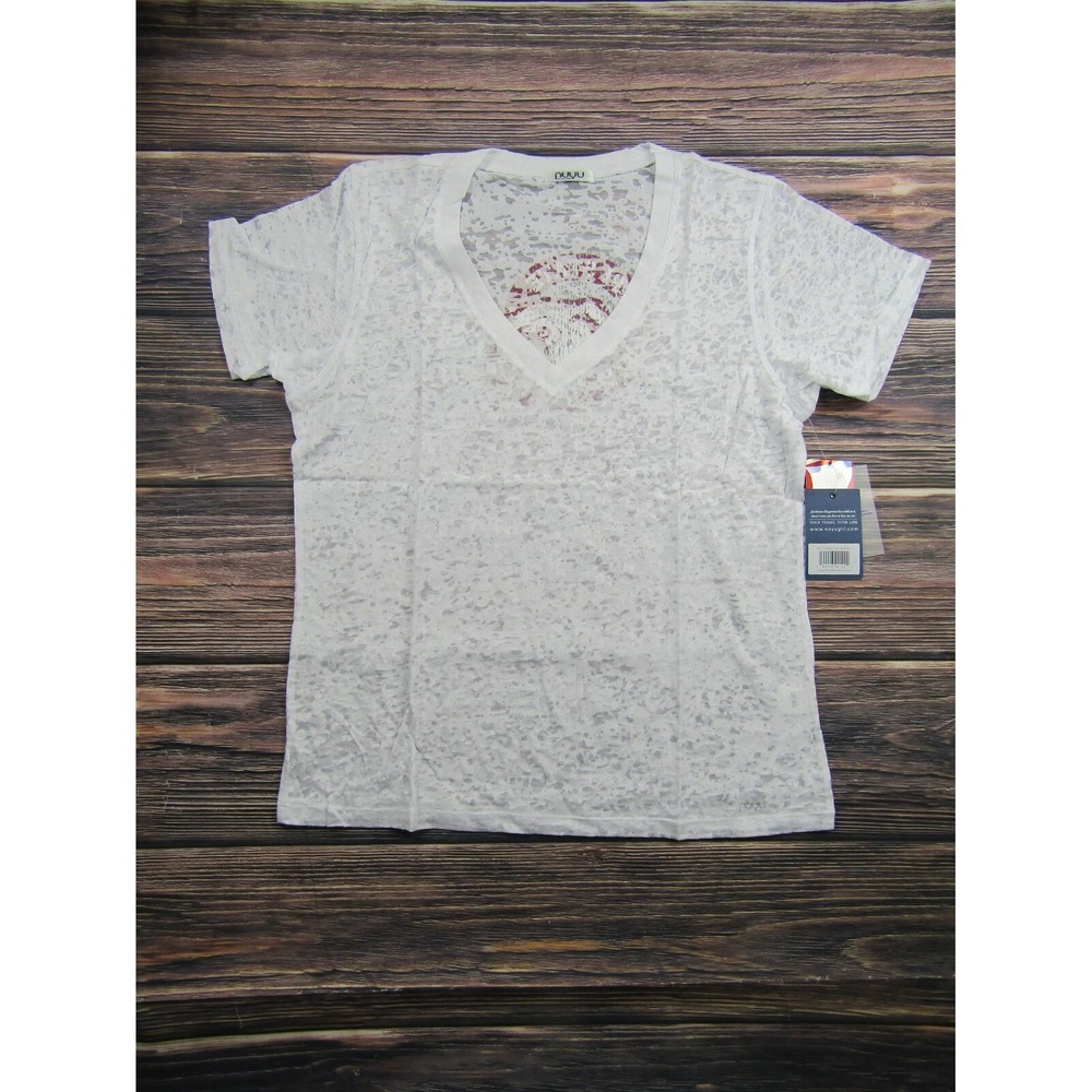 NUYU NEW Womens Large White Mississippi State Bulldogs MSU Burnout Tee T Shirt